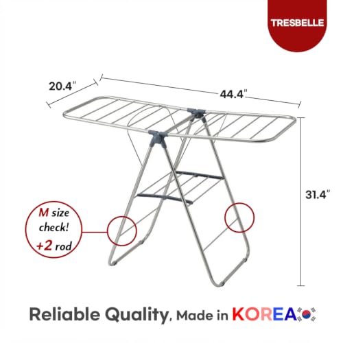 TRESBELLE Stainless Steel Clothes Drying Rack,Foldable Laundry Dryer,Size M - size: Medium