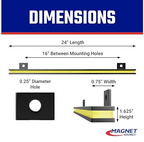 Master Magnetics 24" Magnetic Bar Tool Organizer - Easy to Install Magnet Storage Holder for House, Garage, Shed, or Job Site - Black Powder Coat - color: Black Powder Coat, size: 24"