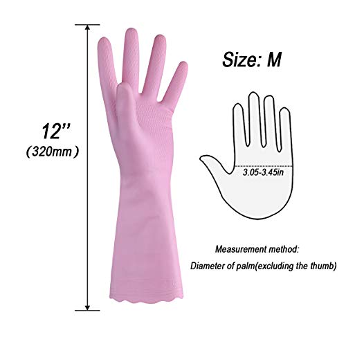 HSL Latex-Free Cleaning Gloves, Cotton Flocked Liner, 2 Pairs, Medium - color: Blue+pink, size: Medium (Pack of 2)