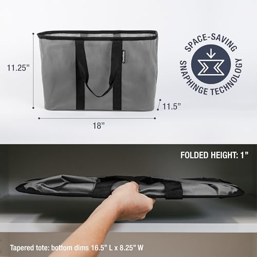 CleverMade EcoBasket Collapsible Grocery Tote, 30L Structured Tote Bag - color: Gray/Black, size: 30l - 3 Pack