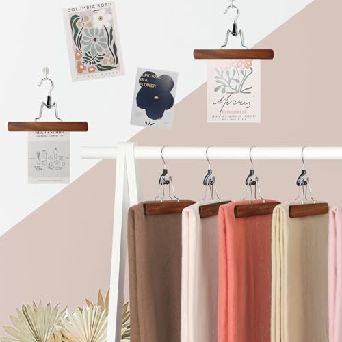 TOPIA HANGER 12 Pack Wooden Pants Hangers, Hair Extension Hangers Non Slip Skirt Hanger Wood Clamp with Velvet Padded 360° Swivel Hook for Jeans, Skirts, Trousers, Wigs CT67WA - color: Walnut, size: 12 Pack