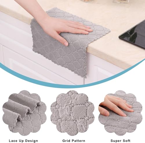 Homaxy 12 Pack Super Soft & Absorbent Dish Cloths, 10" x 10", Grey - color: Grey, size: 10 x 10 inch-12 pack