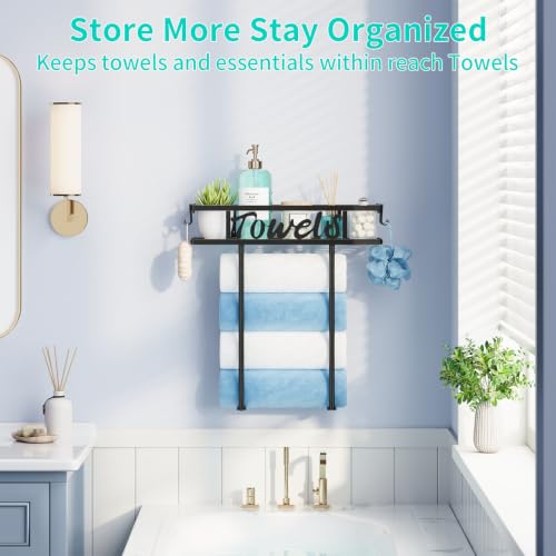 HapiRm Wall Mounted Towel Rack for Bathroom, Towel Storage for Above Toilet - size: 2-tier