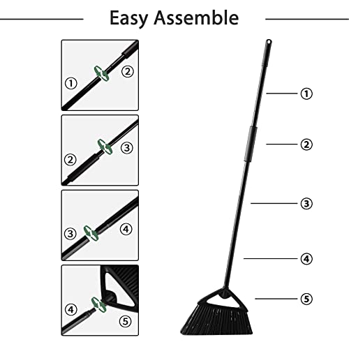 Eyliden Heavy-Duty Commercial Broom and Dustpan Set, Windproof Lid