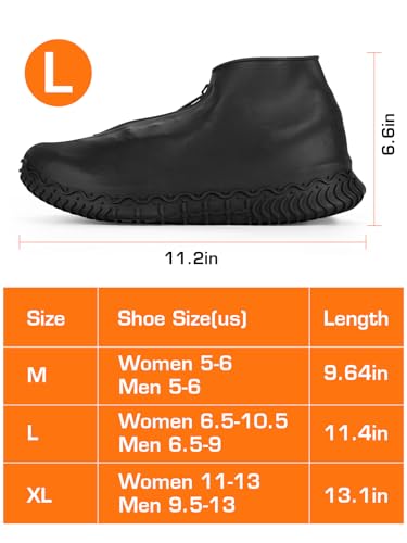 HTHOY&GOWY Shoe Covers Waterproof Silicone Rain Overshoes for Kids Men and Women - color: Grey, size: L(Women 6.5-10.5,Men 6.5-9)