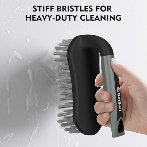 SetSail Scrub Brush, Stiff Bristle Cleaning Scrubber, 4 Pack(Black Grey) - color: Black Grey, size: 4-pack