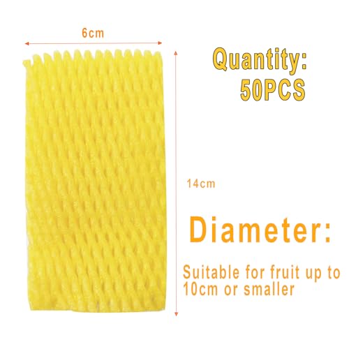 50 Pieces Fruit Protection Mesh Bags Foam Mesh Keep Safe Sleeves for Large Supermarkets, Shops, Yellow