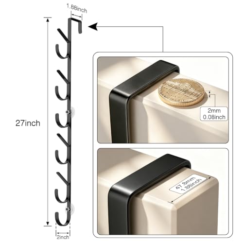 LUCYCAZ Over The Door Hooks,Purse Storage Organizer,Fits Doors 1 3/4" Black - color: Black, size: No basket
