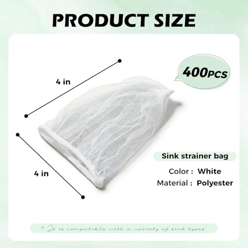 Sink Strainer Mesh Bags 400 Pack Disposable Kitchen Drain Cover Net