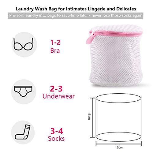 Ainiv Mesh Laundry Bags, 3PCS Bra Wash Bag with Zips - color: #4 3PCS-Pink