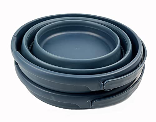 SAMMART 10L (2.6 Gallon) Collapsible Plastic Bucket - Foldable Round Tub - Portable Fishing Water Pail - Space Saving Outdoor Waterpot, Size 33cm Dia (Leaf Blue (Set of 2)) - color: Leaf Blue (Set of 2)