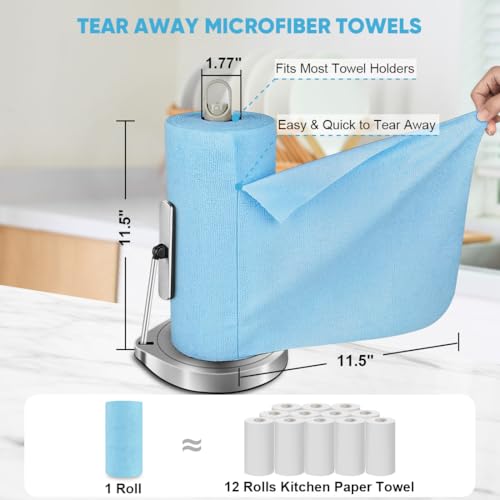 AIDEA Microfiber Cleaning Cloth Roll-50PK, Blue Shop Towels 11.5"×11.5" - color: Blue