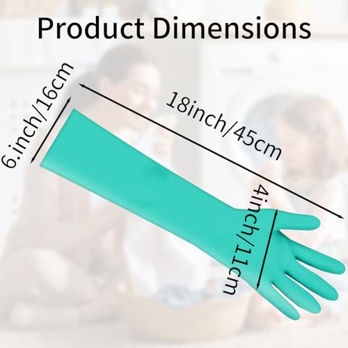 Long Cuff Anti-Slip Green Clean Nitrile Gloves 18inch Reusable - size: Small