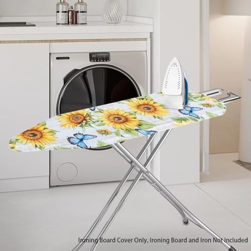 Butterfly Sunflower Ironing Board Cover,Soft Ironing Board Pad Covers with Elastic Edge,Machine Washable - color: Butterfly Sunflower