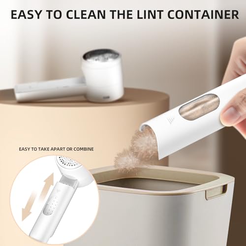 Fabric Shaver, Lint Remover Rechargeable, Electric Portable Sweater Defuzzer with 3 Speeds, 6 Leaf Blades, Digital LED Display to Remove Pilling for Clothes, Furniture, Sweater, Couch, Blanket - color: White