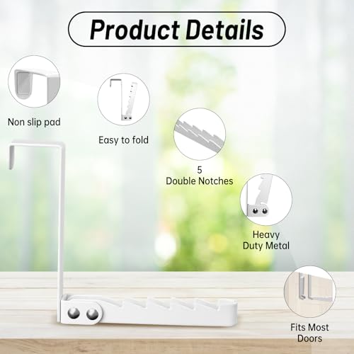 2 Pack Over The Door Drying Rack, Foldable Clothes Hanger Hook, White