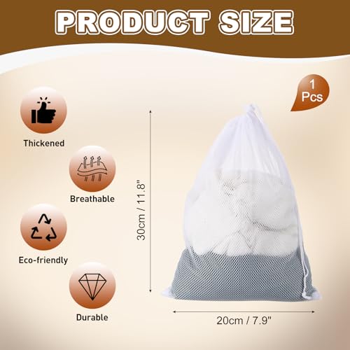 uxcell Mesh Laundry Bag, 7.9x11.8" Large Drawstring Net Laundry Bag Coarse Mesh for Washing Machine for College,Dorm, Travel, Family and Apartment Residents, White - color: White, size: 7.9x11.8"