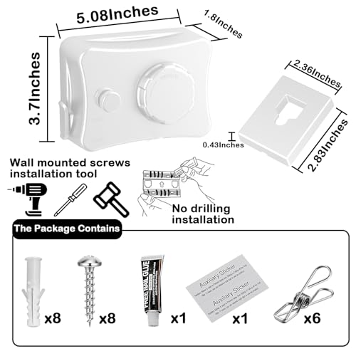 Retractable Clothesline - Heavy Duty 44lb 304 Stainless Lines,16.7ft Anti-Sag Design, Drill-Free Install for Indoor/Outdoor Use (White, Single Line) - color: White, size: Single Line