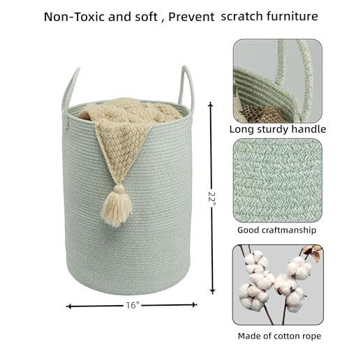 XUANGUO Cotton Rope Laundry Basket Hamper for Clothes,Large green - color: green, size: Large