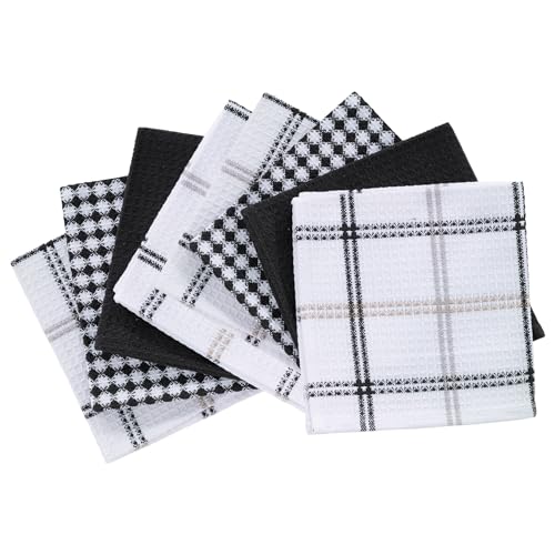 T-Fal Premium Waffle Dish Cloths: Highly Absorbent, Super Soft Long Lasting - 100% Cotton, 12"x13" Towel for Cleaning & Drying, (8-Pack), Neutral - color: Neutral, size: 8-Pack