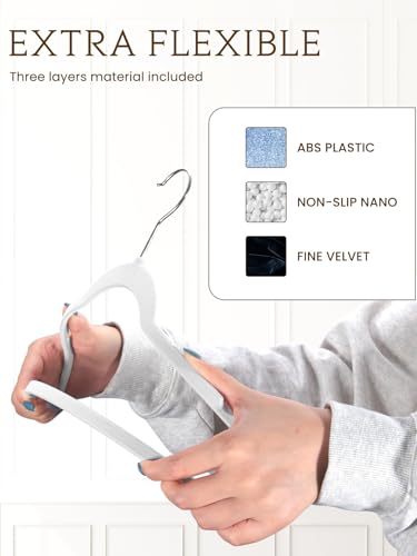 White Velvet Hangers 70 Pack, Non Slip Felt Slim Hangers for Space Saving - color: White, size: 70 Pack