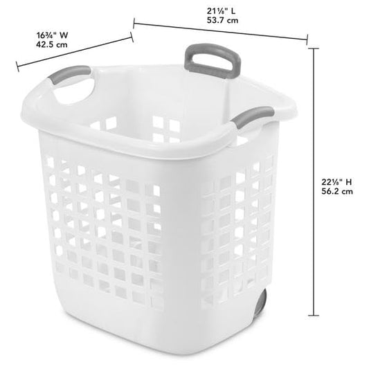 Sterilite 1.75 Bushel Ultra™ Wheeled Plastic Laundry Basket, White, 4 Pack