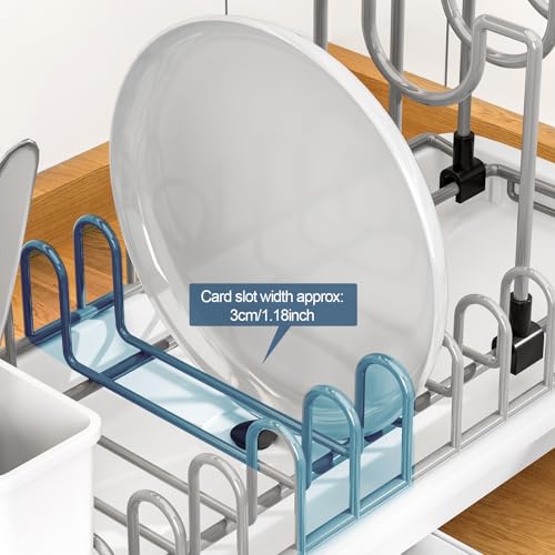 Compact Dish Drying Rack with Utensil Holder – Small Countertop Dish Drainer with 360° Rotating Drain Spout, Stainless Steel Dish Rack for Kitchen Sink, Space-Saving Design for Small Kitchen, White - color: White