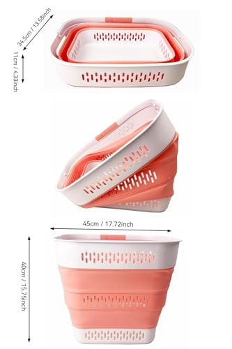 SAMMART 40L (10.5 Gallon) Collapsible Plastic Laundry Basket with Handles - Foldable Pop Up Storage Container/Organizer - Portable Laundry Hamper - Space Saving (1, Grey/Quartz Pink) - color: Grey/Quartz Pink