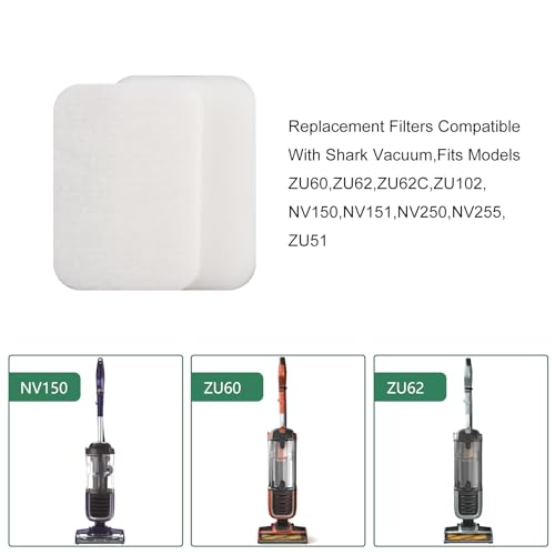 Replacement Filters Compatible with Shark ZU100 NV181 ZU55 NV150 NV151 NV250 ZU51 ZU102 ZU60 ZU62 ZU62C Navigator Zero-M Self-Cleaning Brushroll Pet Pro Upright Vacuum,Parts # 1239FT60(4 Packs)