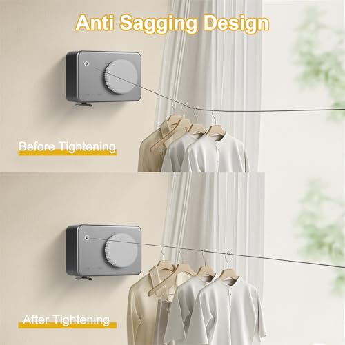 Retractable Clothesline Indoor/Outdoor, Anti-Sag for Drying Clothes Line Retracting Indoor/Outdoor, We Equipped This 13.8 Fts Laundry line Retractable with 4 Large Clips (Rectangle Gray) - color: Rectangle Gray