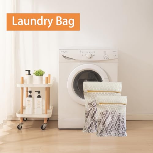 6Pcs Durable Honeycomb Mesh Laundry Bags for Delicates (3L 3M) White - color: White