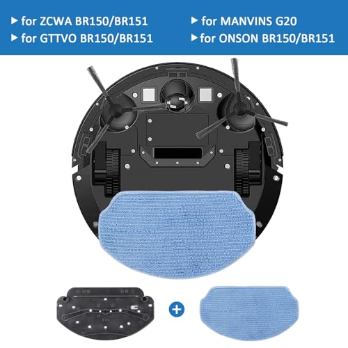 Robot Vacuum Mop Pads Replacement Parts Fit for MAMNV BR150/BR151 - for ZCWA BR150/BR151 - for ONSON BR150/BR151 - for GTTVO BR150/BR151 - for MANVINS G20 - color: 1 Base 1 Mop Cloth