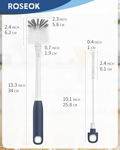 ROSEOK Bottle Brush with Straw Cleaner Brush, 2 in 1, Nylon Bristles - color: Navy Blue, size: 1pcs
