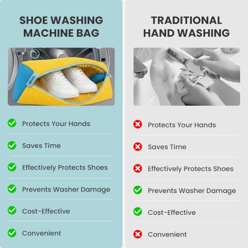 Shoe Washing Machine Bag for Washer and Dryer – 2pc Reusable Shoe Cleaning Bag for Sneakers & Tennis Shoes - color: Yellow