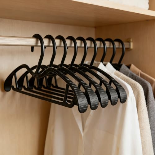 Short Neck Coat Hanger Wide Shoulder Hangers Black