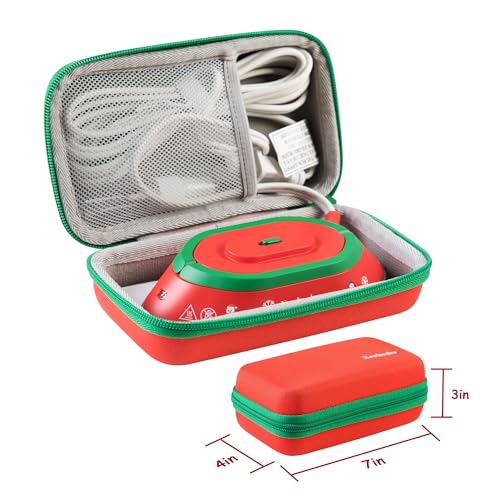 Newbealer Travel Iron Set, 100-240V Mini Dry Iron for Clothes (No Steam) - color: Classic Red with Hard Case