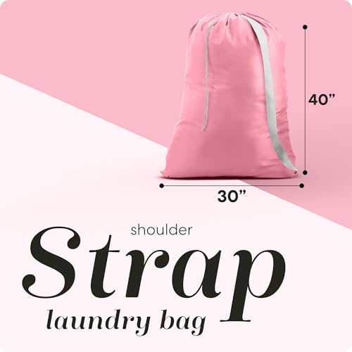 Handy Laundry Bag with Shoulder Strap 30"x40", Extra Large, Pink - color: Pink, size: 1-Pack