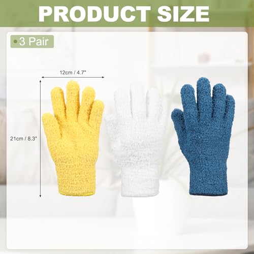 uxcell Microfiber Gloves, Reusable Washable Plant Dusting Gloves Cleaning Mittens for Auto Plants Household Kitchen - color: Yellow/Dark Blue/White