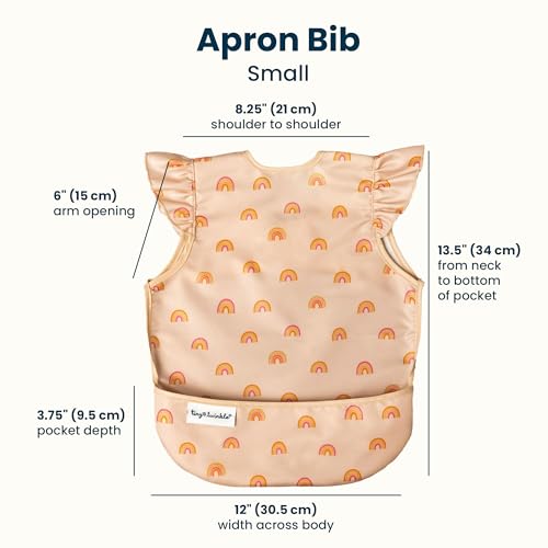 Tiny Twinkle Mess Proof Baby Bib for Girls | Waterproof Toddler Bib for Eating | Baby Apron for Feeding | Machine Washable | Perfect Shower Gift (Boho Rainbow, 6–24M) - color: Boho Rainbow, size: Small 6-24 Months
