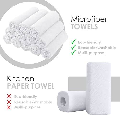 Avalon Towels Microfiber Cleaning Cloths (Value Pack of 12) - Size 12 x 12 Inches, Highly Absorbent Cleaning Rags, Lint Free, Reusable and Washable, Microfiber Towels for Cars - color: White, size: Pack of 12 - 12x12 Inches