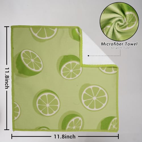 YUA Microfiber Cleaning Cloth 12 Pack,Microfiber Towels Cleaning,Microfiber Towels for Cars,Absorbent Dish Washing Cloth,Reusable Cleaning Cloths Lint Free (Green Lemon) - style: Green Lemon)