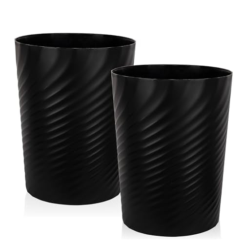 Plastic Small Bathroom Trash Can Wastebasket Garbage Can, Black, 2 Pack - color: Black, size: 2.6 Gallon/2 Pack