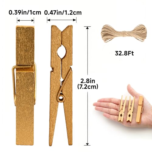jijAcraft 2.9 Inch Large Clothes Pins - 50Pcs Wooden Clothespins - color: Gold Brown, size: 2.9 inch, 50 pcs