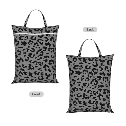Black Leopard Cheetah Travel Laundry Bag Washable Dirty Clothes Bag for Gym - color: Black Leopard Cheetah