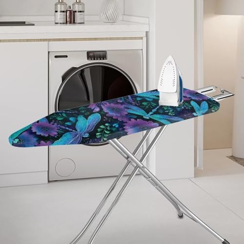 Blue Dragonfly Ironing Board Cover Fits Standard Size Elasticized Edges Home Decorations Easy to Install - color: Blue Dragonfly