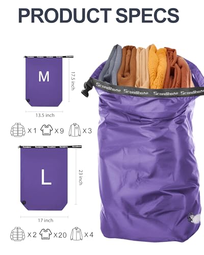 Travel Laundry Bag, Pump-free Vacuum Compression Dirty Clothes Bag, Medium Reusable Waterproof & Washable Laundry Bag, Wet and Dry Bag, Ideal for Suitcases, Laundromats (1 Pack) Purple - color: Purple, size: 17.5" L × 13.5" W × 5" H