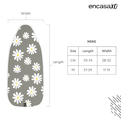 Encasa XO Ironing Board Cover and Pad 28"x12" Mini, Thick Felt - color: Daisy Grey, size: Mini (28"x12")