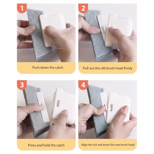 3pce 2in1 Sliding Door Track Cleaning Brush Window Track and Sliding Doors - color: Orange