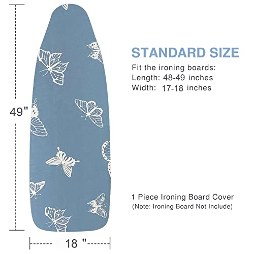 VividPaw Ironing Board Cover and Pad 18x49, Extra Wide, Thick Padding, Elastic Edge, Silicone Coated, Resist Scorching, Heavy Duty Iron Board Covers (Butterfly, 18" x 49") - color: Retro Blue (Butterfly), size: 18" x 49"