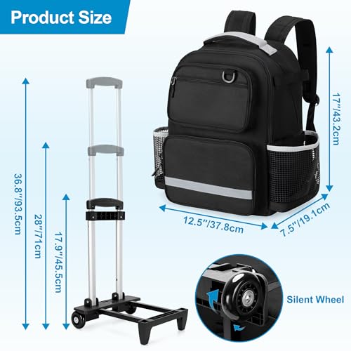 HODRANT Rolling Clean Backpack with Detachable Trolley & Waterproof Bottom